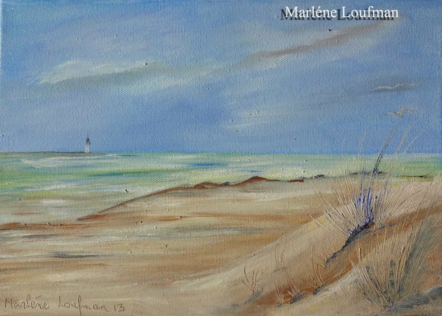 N° 5 - Paysage de mer du Nord avec phare au loin de Loufman Marlène 